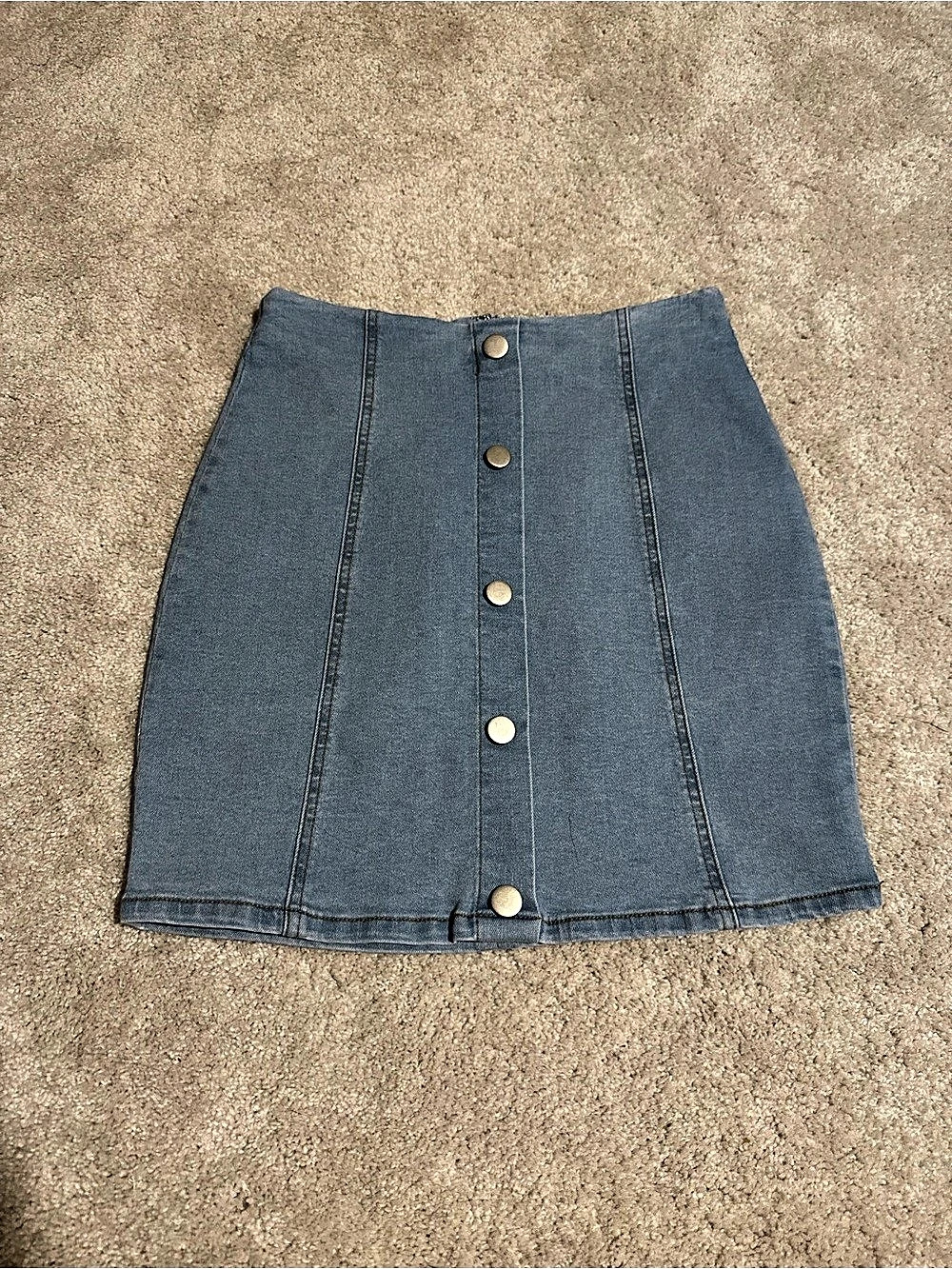 Blue Blush (vici) Denim Button-Front Mini Skirt Size Medium